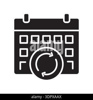 flexible schedule black glyph icon. Vector isolated element. Editable stroke. Stock Vector