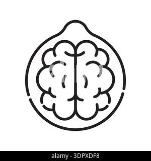 walnut black line icon. Vector isolated element. Editable stroke. Stock Vector