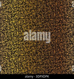 Gold seamless grunge pattern featuring abstract shapes, doodles, scribbles, geometric elements, waves and organic textures Stock Vector