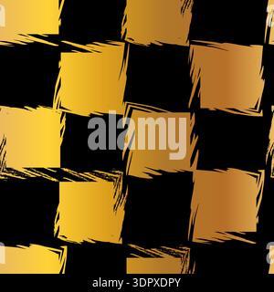 Gold seamless grunge pattern featuring abstract shapes, doodles, scribbles, geometric elements, grids, lines Stock Vector