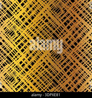 Gold colorful seamless grunge pattern featuring abstract shapes, doodles, scribbles, geometric elements, grids, lines Stock Vector