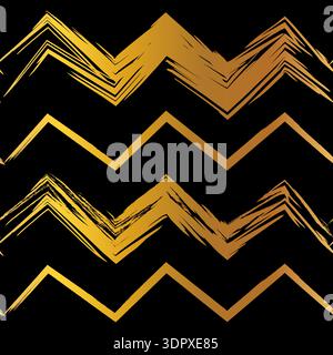 Gold colorful seamless grunge pattern featuring abstract shapes, doodles, scribbles, geometric elements, waves, lines Stock Vector