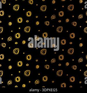 Gold colorful seamless grunge pattern featuring abstract shapes, doodles, scribbles, geometric elements Stock Vector