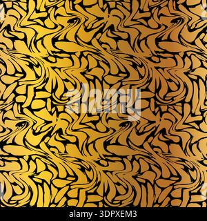 Gold colorful seamless grunge pattern featuring abstract shapes, doodles, scribbles, waves and organic textures Stock Vector