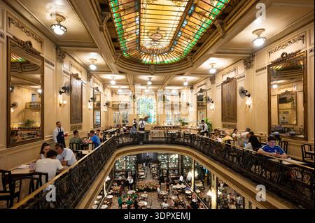Interior of Confectionery Colombo, famous coffeehouse and landmark of the city, located in downtown Rio de Janeiro, Brazil Stock Photo