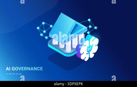 AI Governance concept - abstract isometric futuristic vector illustration Stock Vector