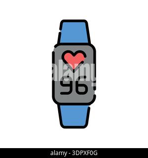 fitness bracelet color line icon. Vector isolated element. Editable stroke. Stock Vector
