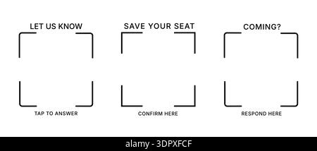Minimal RSVP QR Code Frame Template Set Stock Vector