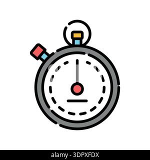 stopwatch color line icon. Vector isolated element. Editable stroke. Stock Vector