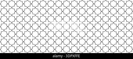 Black and White Islamic Star Seamless Pattern Stock Vector