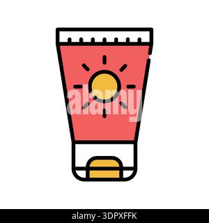 sunscreen color line icon. Vector isolated element. Editable stroke. Stock Vector