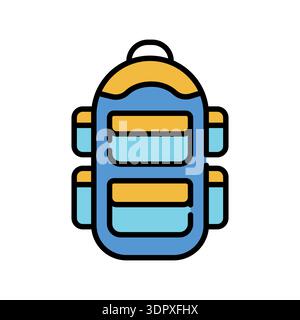 hiking backpack color line icon. Vector isolated element. Editable stroke. Stock Vector