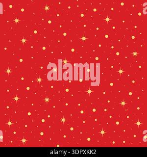 Seamless star and confetti pattern in red and gold, ideal for festive and celebratory designs Stock Vector