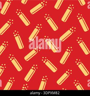 Seamless firecracker pattern in red and gold representing celebration, joy, and festive traditions Stock Vector