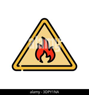 fire sign color line icon. Vector isolated element. Editable stroke. Stock Vector