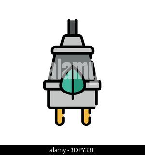electric plug color line icon. Vector isolated element. Editable stroke. Stock Vector
