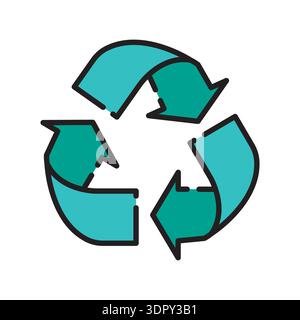 recycle color line icon. Vector isolated element. Editable stroke. Stock Vector