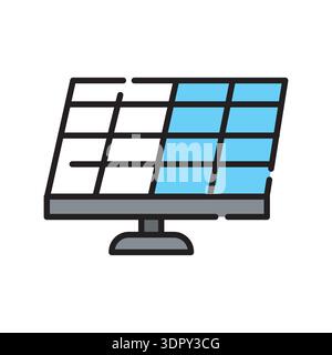 solar panel color line icon. Vector isolated element. Editable stroke. Stock Vector
