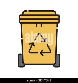 trash bin color line icon. Vector isolated element. Editable stroke. Stock Vector