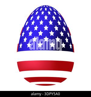 Easter egg with American flag pattern. 3D American patriotic Easter egg with USA flag isolated on white background. Holiday vector Stock Vector