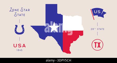 Texas state map silhouette, lone star state symbol Stock Vector Image ...