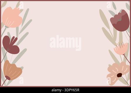 invitation with flowers and plants Stock Vector