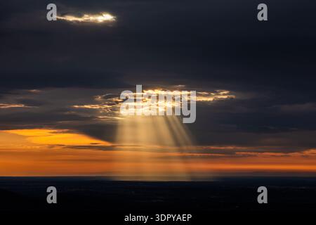 Crepuscular rays over Alentejo Plains (Evoramonte, Portugal) Stock Photo