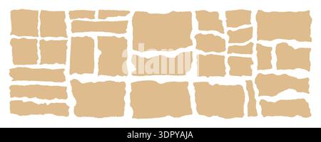 Paper torn strip stroke with cut stuck edges Stock Vector