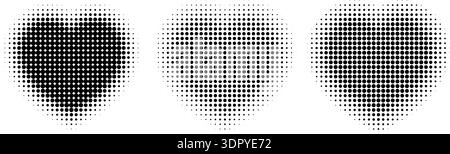Romantic heart design with halftone dot pattern and gradient effect. Valentines love symbol features retro geometric texture, perfect for digital backgrounds and decorations. Stock Vector