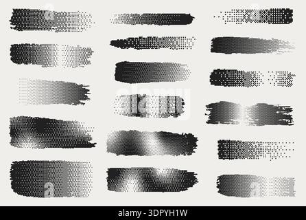 Retro Bitmap Brush Strokes and Dither Textures Stock Vector