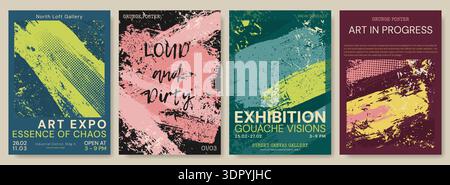 Abstract Grunge Poster Templates Vector Set Stock Vector