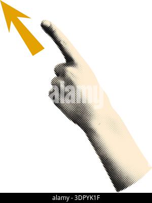 Hand pointing emoji halftone collage gesture vector illustration Stock Vector