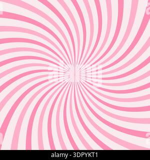 Groovy Hippie 70s Wavy Retro Sunburst Background. Vector Swirled Radial Striped Banner in Trendy Seventies Style for Web Design, Social Media. Pink Colors. Vector illustration Stock Vector