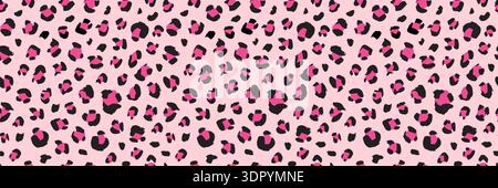 Pink leopard pattern with cheetah spots creates seamless animal print background. Cute safari texture for modern fashion design with abstract jungle inspired leopard motifs. Stock Vector