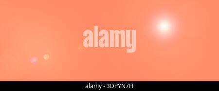 Blurred orange-peach background with lens flare effect. Long banner, gradient. Long banner Stock Photo