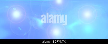 Blurred blue background with lens flare effect. Long banner, gradient. Long banner Stock Photo