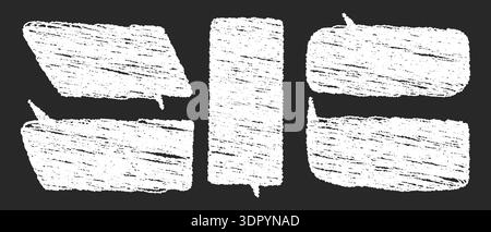 Text boxes chalk doodle set, Speech communication bubble frames hand draw, Message communication boxes textured Stock Vector