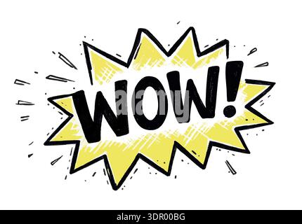 Wow Hand Drawn Comic Speech Bubble Illustration Stock Vector