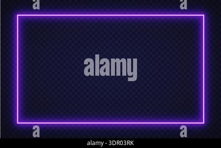 Glowing purple neon rectangle with soft purple shine, ideal for modern digital interfaces or nightlife design. Stock Vector