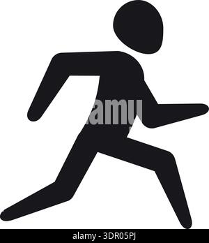 Run away black icon. Fast sport figure Stock Vector