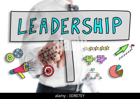 Leadership concept shown by a man in background Stock Photo