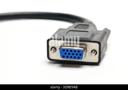 VGA female male, adapter, extension cable on an isolated white background Stock Photo