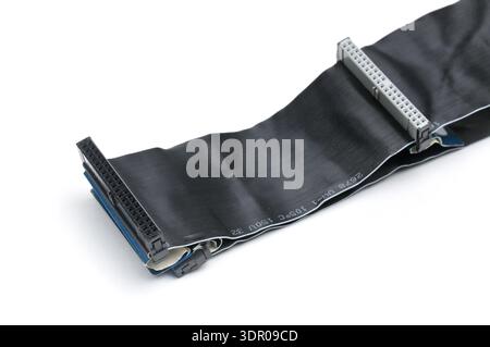 IDE cable for computer on an isolated white background Stock Photo