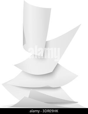 Falling paper sheets. Realistic flying white pieces mockup Stock Vector