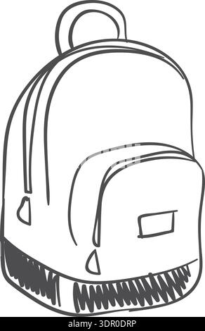 Backpack doodle. School bag hand drawn icon Stock Vector