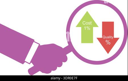 Cost Increase and Quality Decrease Concept Vector Illustration with Business Handshake and Percentage Arrows Stock Vector