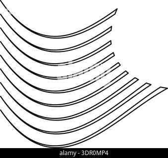 Irregular curved parallel lines form a dynamic and asymmetrical geometric structure. Stock Vector