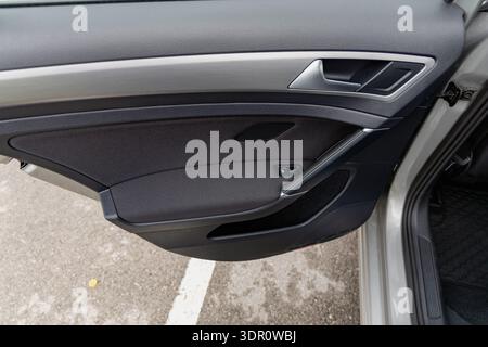 Modern Black Car Interior Door Panel Detail Stock Photo