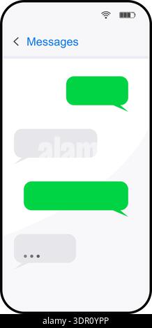 Mockup of a generic cell phone or mobile phone with blank text messaging bubbles in vector Stock Vector
