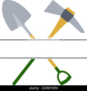 Spade and pick axe crossed over monogram in a symbol of strength often used in industrial or mining sectors in vector Stock Vector